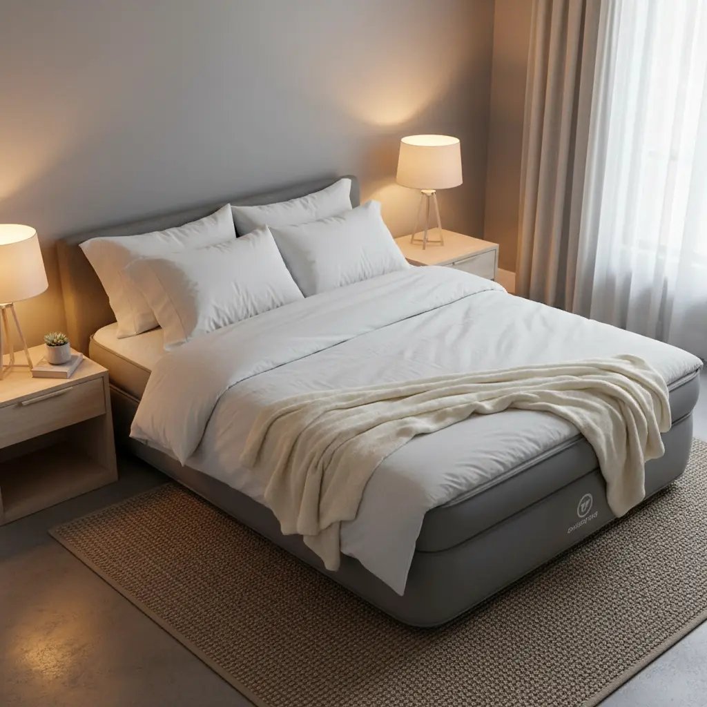 Air mattress in a modern guest bedroom